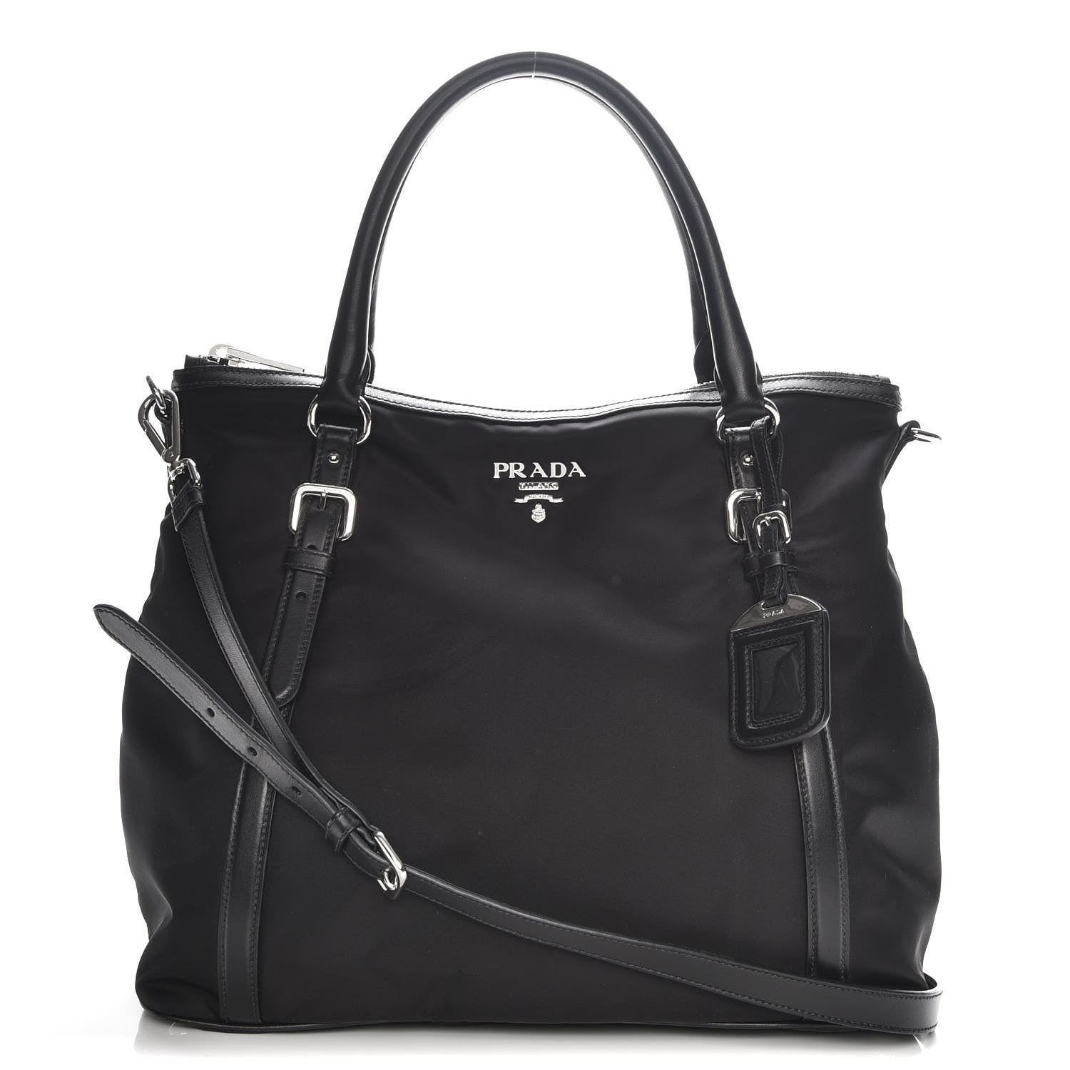 Prada Tessuto Nylon Soft Calf Tote Nero Black 1 of 9