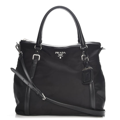 Prada Tessuto Nylon Soft Calf Tote Nero Black 1 of 9