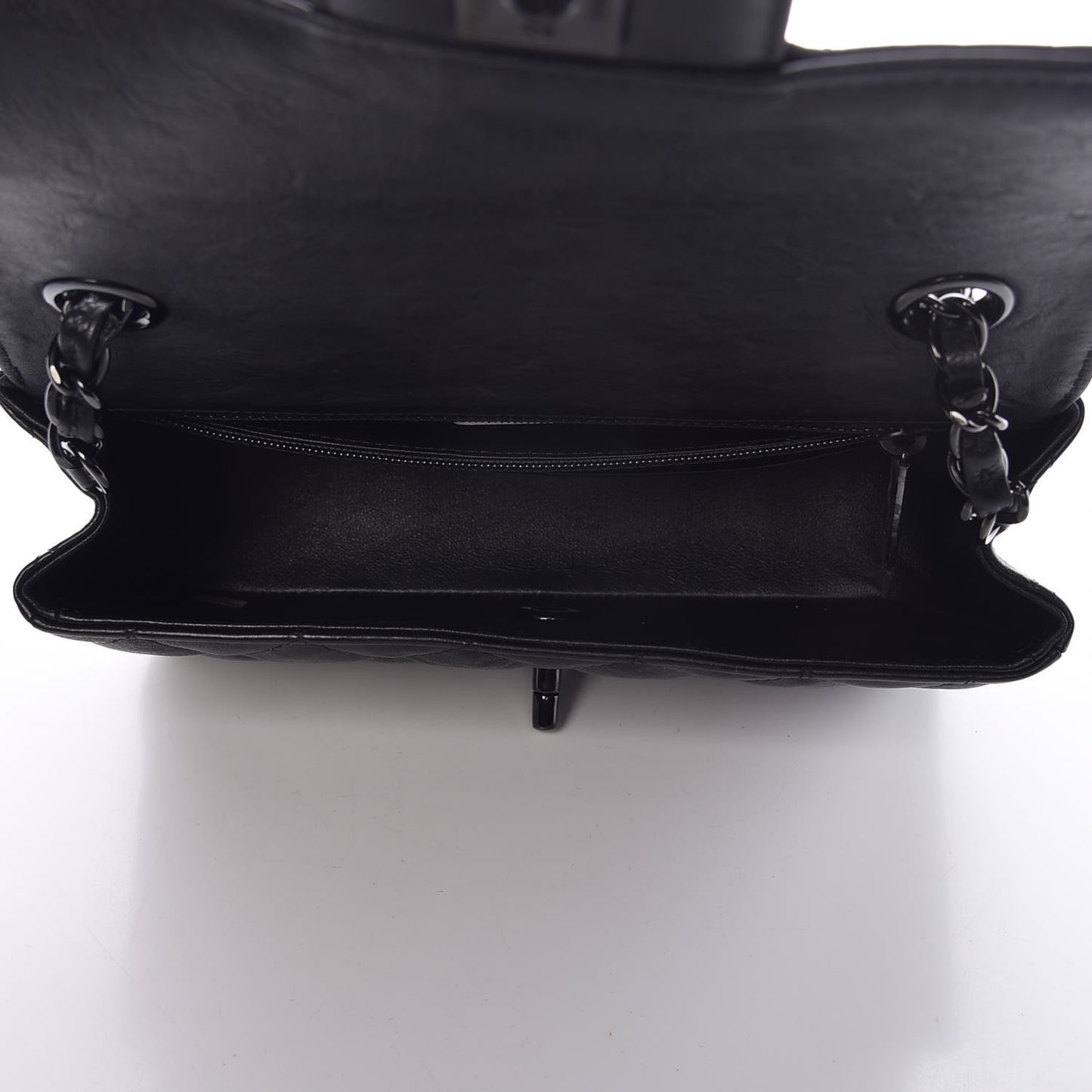 Crumpled Calfskin Quilted Mini Rectangular Flap So Black