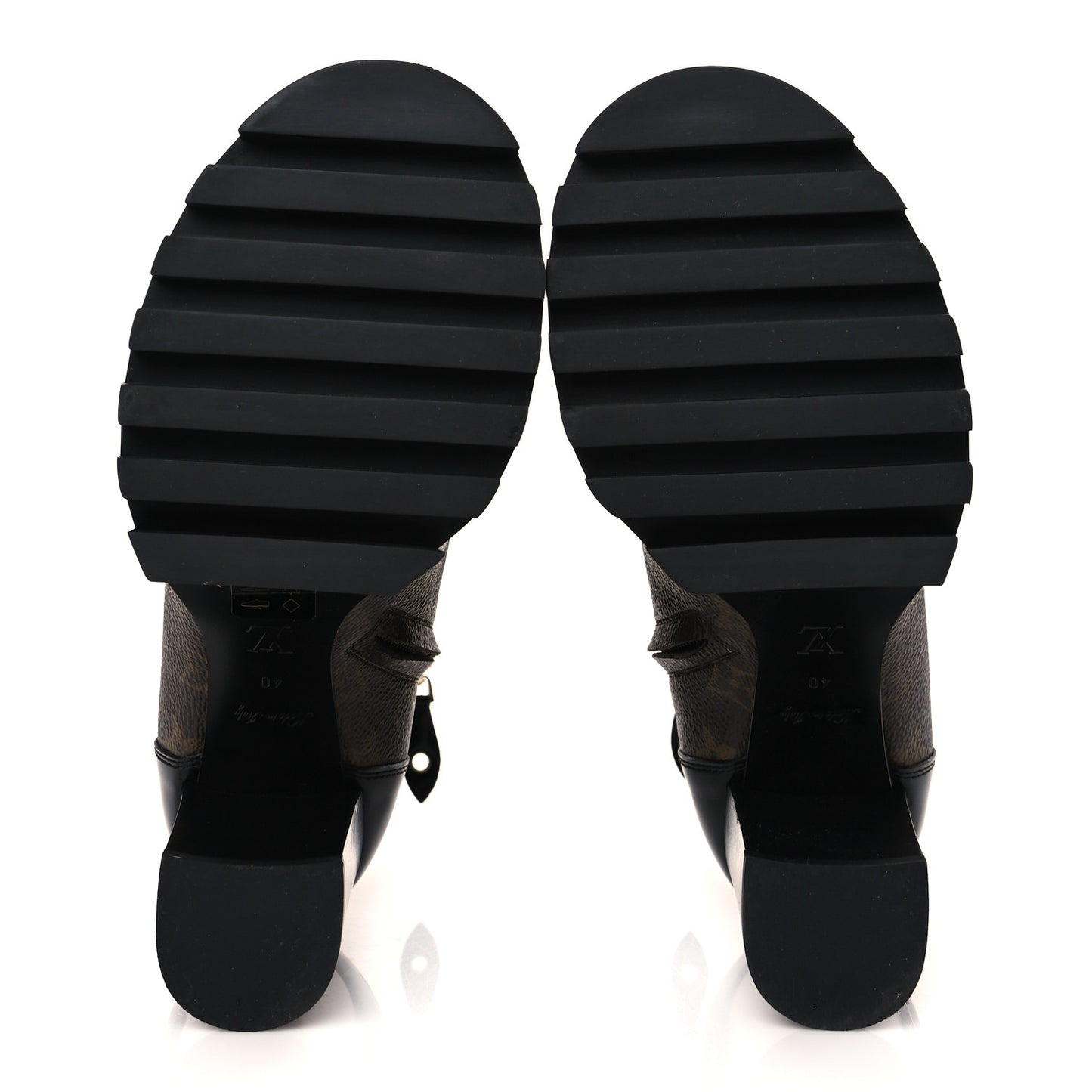 Patent Calfskin Monogram Star Trail Ankle Boots 40 Black