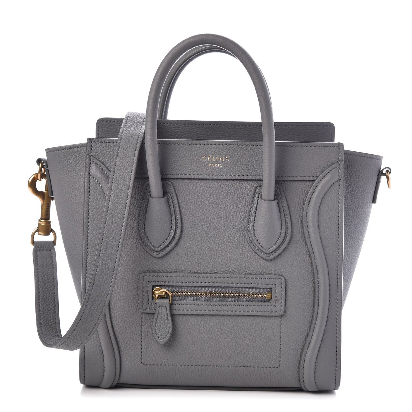 Drummed Calfskin Nano Luggage Kohl