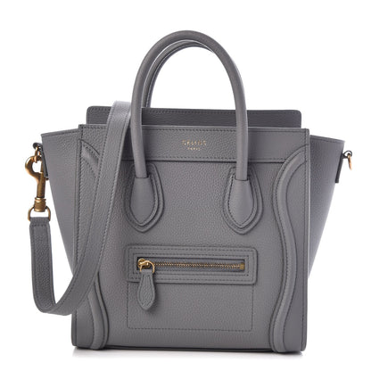Celine Drummed Calfskin Nano Luggage Kohl 1 of 7