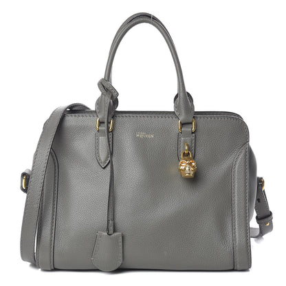 Alexander McQueen Pebbled Calfskin Small Skull Padlock Zip Around Tote Dark Grey 1 of 21