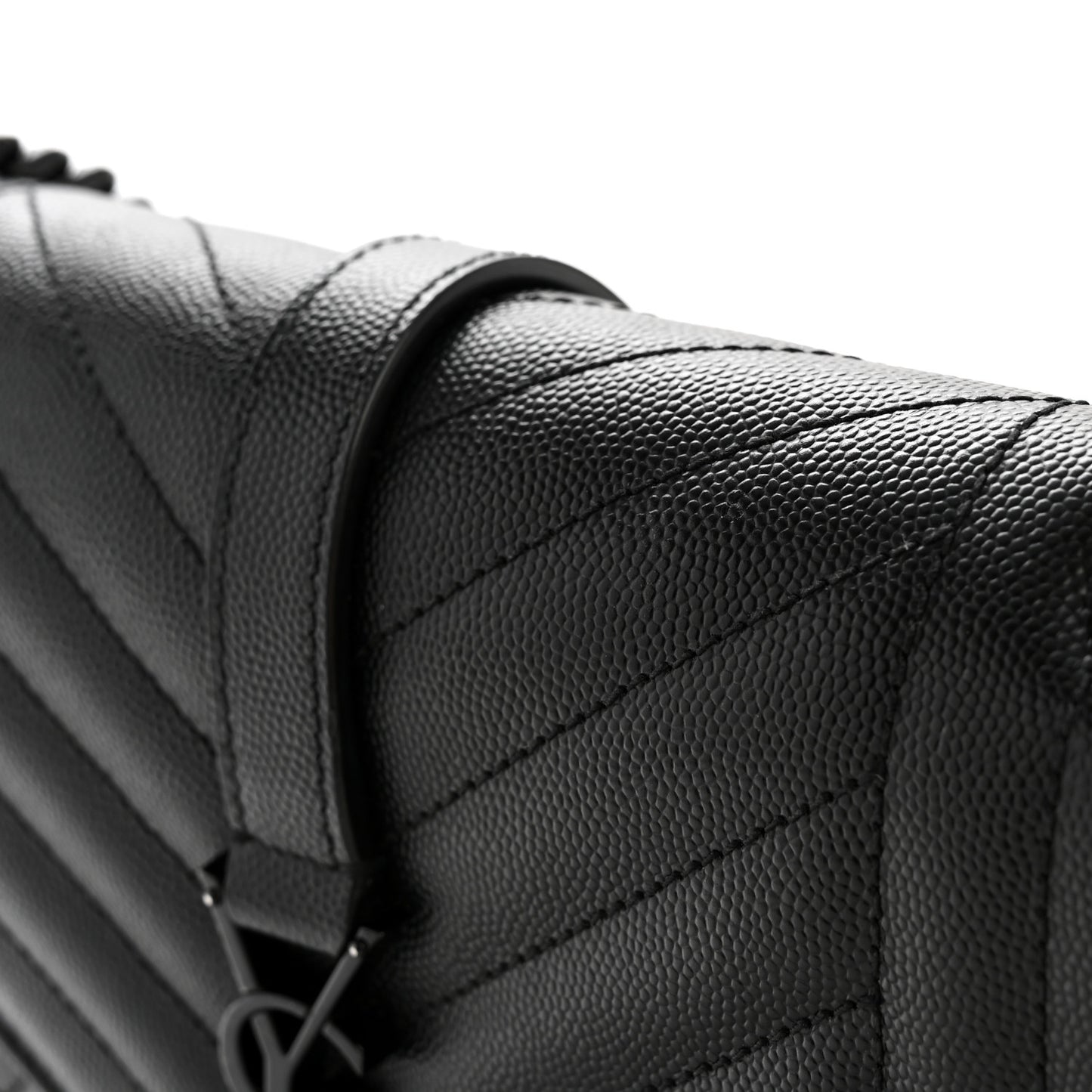 Grain De Poudre Textured Mixed Matelasse Triquilt Medium Monogram Monochrome Satchel Black
