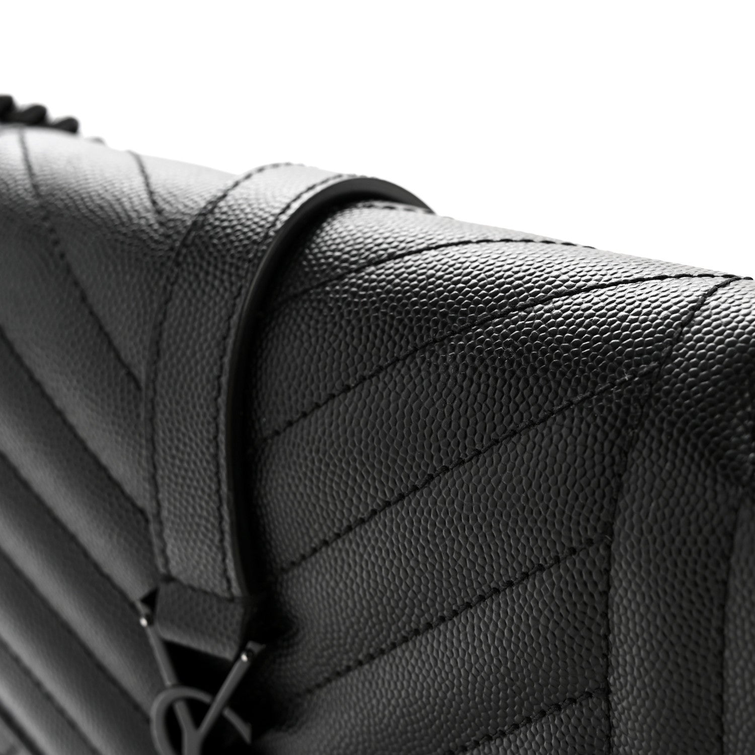 Saint Laurent Grain De Poudre Textured Mixed Matelasse Triquilt Medium Monogram Monochrome Satchel Black 12 of 13