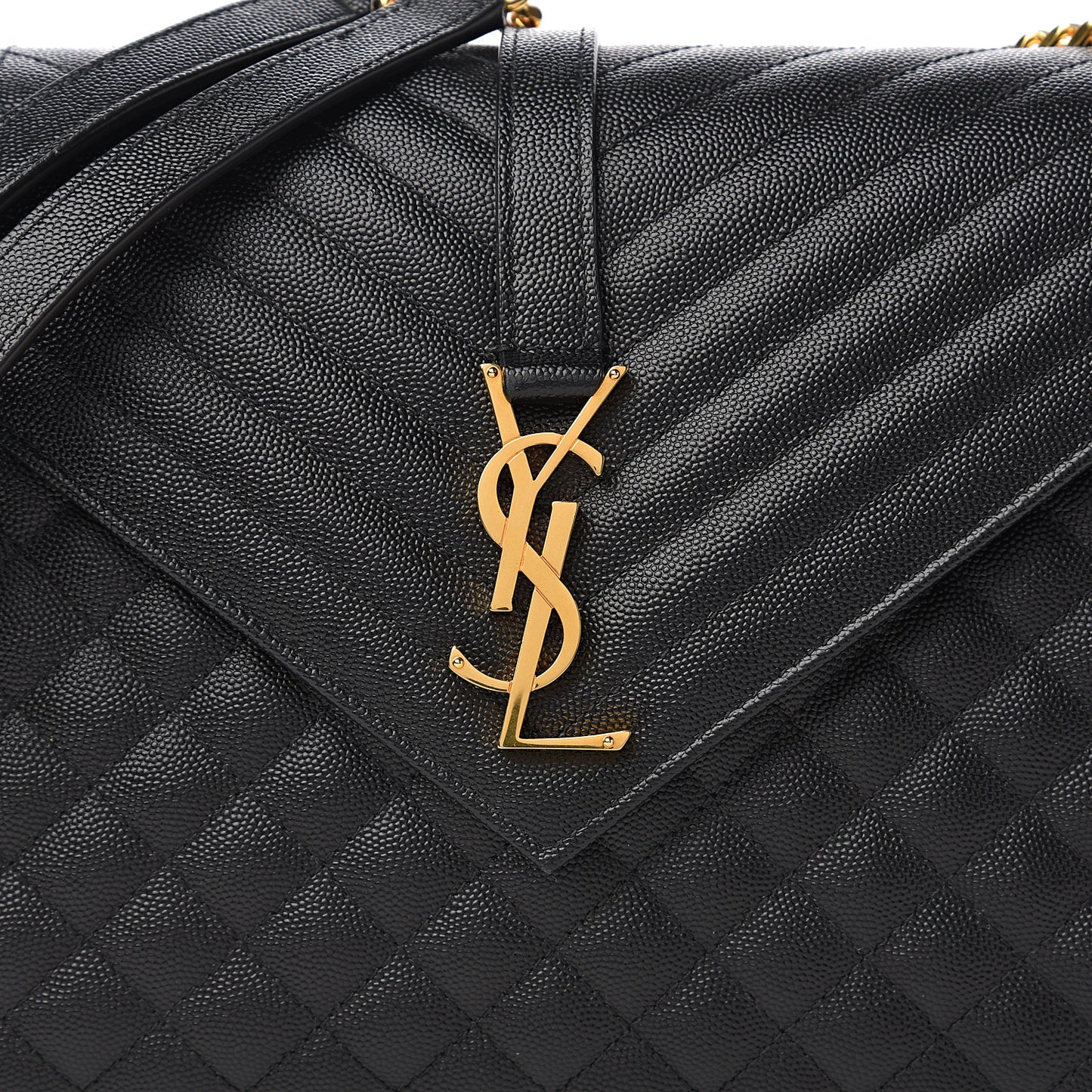 Grain De Poudre Textured Mixed Matelasse Large Triquilt Monogram Satchel Black