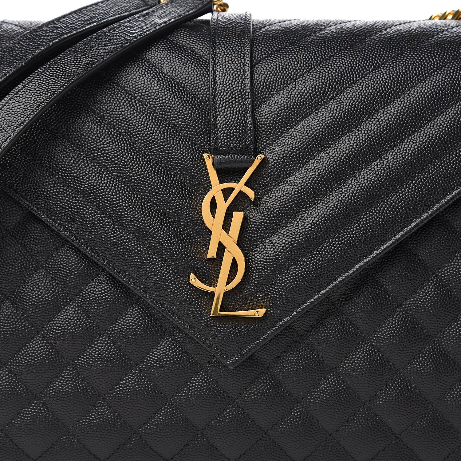 Saint Laurent Grain De Poudre Textured Mixed Matelasse Large Triquilt Monogram Satchel Black 9 of 9