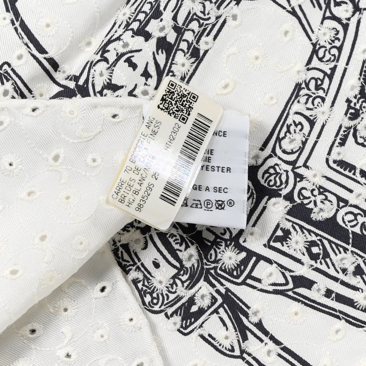 Silk Embroidered Brides De Gala Finesse Broderie Anglaise Scarf 70 White Black