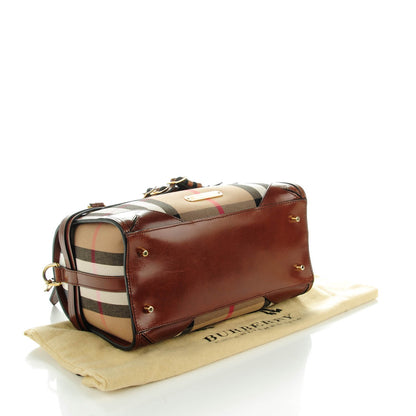 Burberry House Check Bridle Calfskin Medium Alchester Bowling Bag Dark Tan 4 of 8