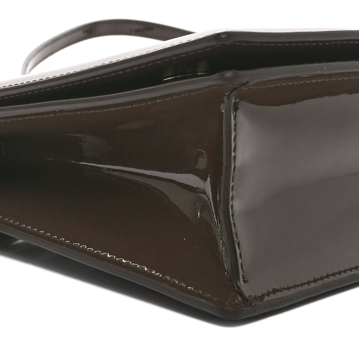 DOLCE GABBANA Patent DG Logo Flap Crossbody Bag Brown