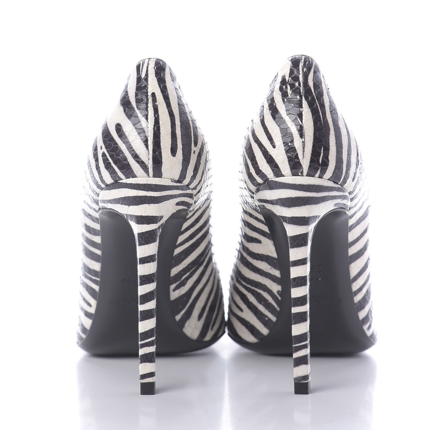 Saint Laurent Snakeskin Zebra Print Paris Pumps 37.5 Black White 5 of 12