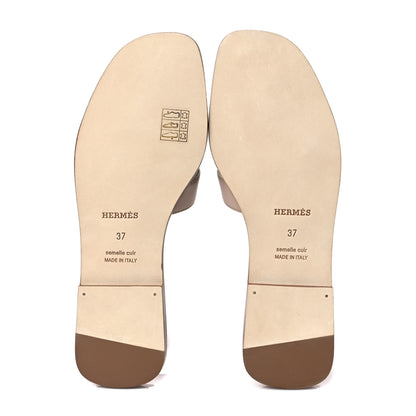 Hermes Box Calfskin Oran Sandals 37 Bois De Santal 5 of 8