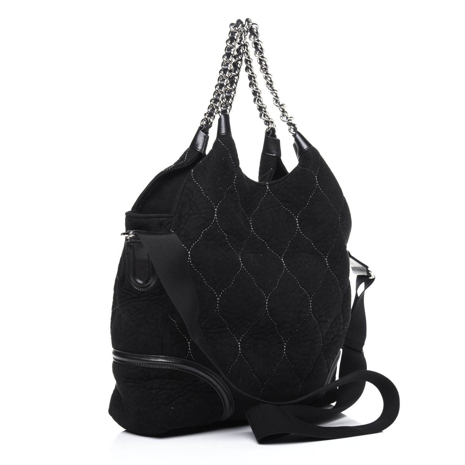 Chanel Microsuede Quilted Rodeo Drive Hobo Black 4 of 11