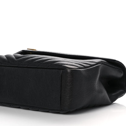 Saint Laurent Sheepskin Matelasse Chevron Monogram Large College Satchel Black 12 of 12