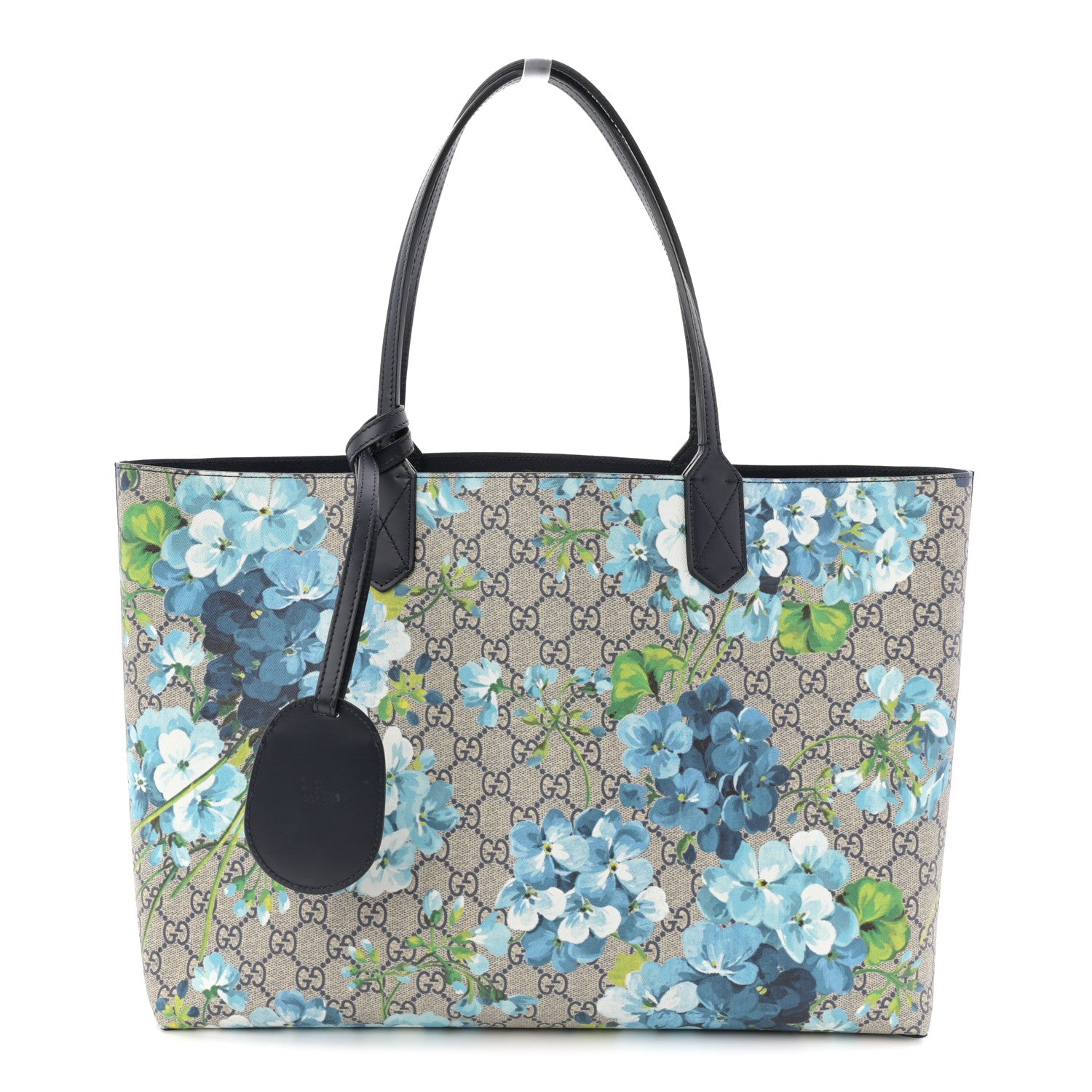 Gucci GG Supreme Monogram Blooms Medium Reversible Tote Beige Blue Navy Beige Blue Navy 1 of 9
