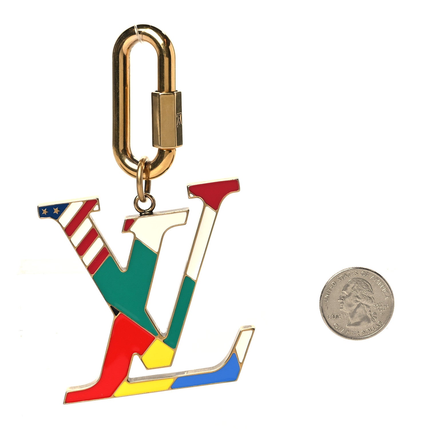 Louis Vuitton Enamel LV Flag Bag Charm Key Holder Multicolor 2 of 4