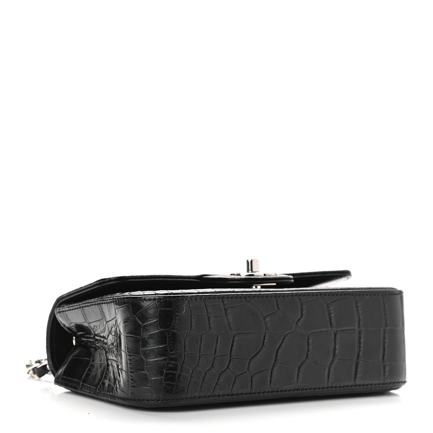 Chanel Calfskin Crocodile Embossed Cocodile Rectangular Mini Flap Black 4 of 8