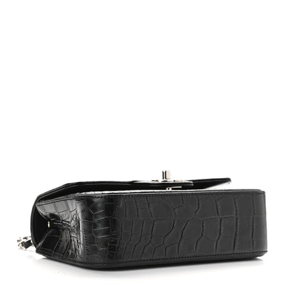 Chanel Calfskin Crocodile Embossed Cocodile Rectangular Mini Flap Black 4 of 8
