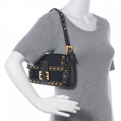 Fendi Canvas Calfskin Romano Selleria Studded Baguette Black 2 of 8