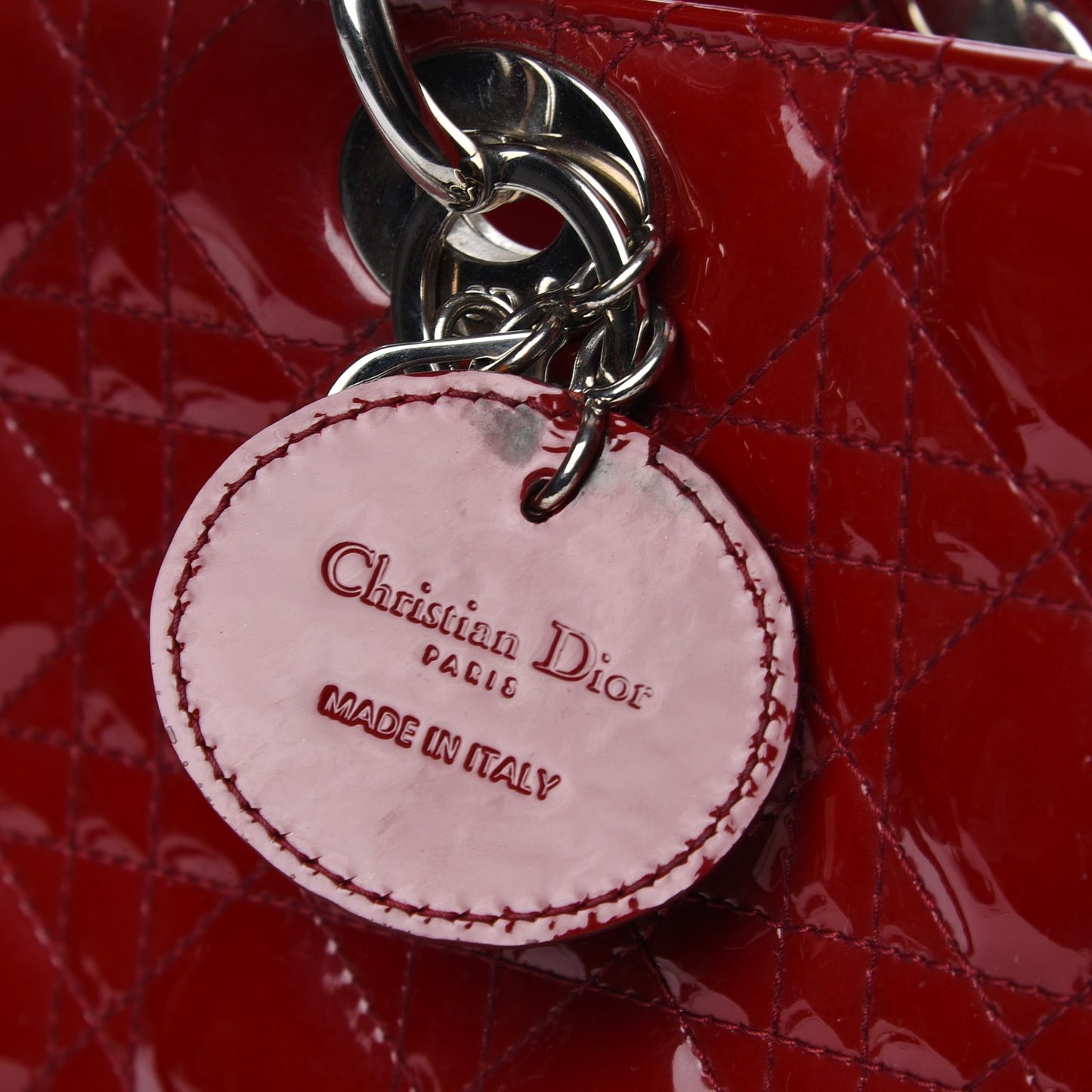 Patent Cannage Large Lady Dior Red