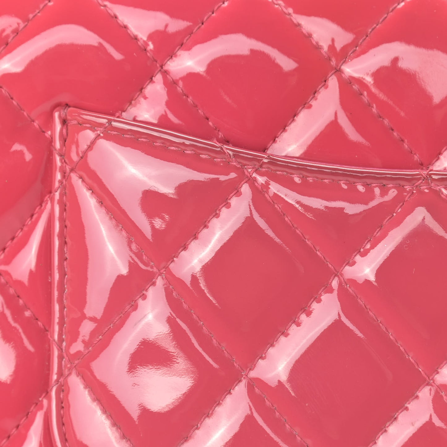 Patent Calfskin Quilted Mini Rectangular Flap Pink