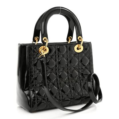 Christian Dior Patent Cannage Medium Lady Dior Black 3 of 10
