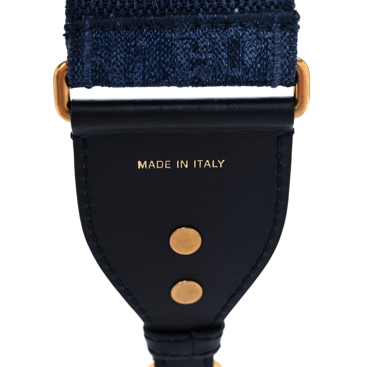 Christian Dior Oblique Denim Studded Shoulder Strap Blue 4 of 4