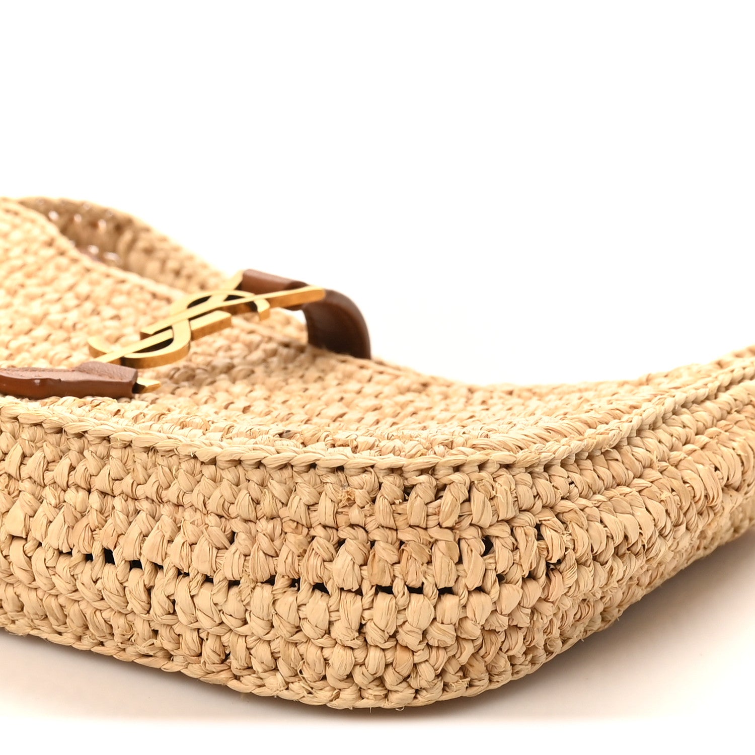 Saint Laurent Raffia Calfskin Le 5 A 7 Mini Hobo Natural Brick Natural Brick 9 of 9