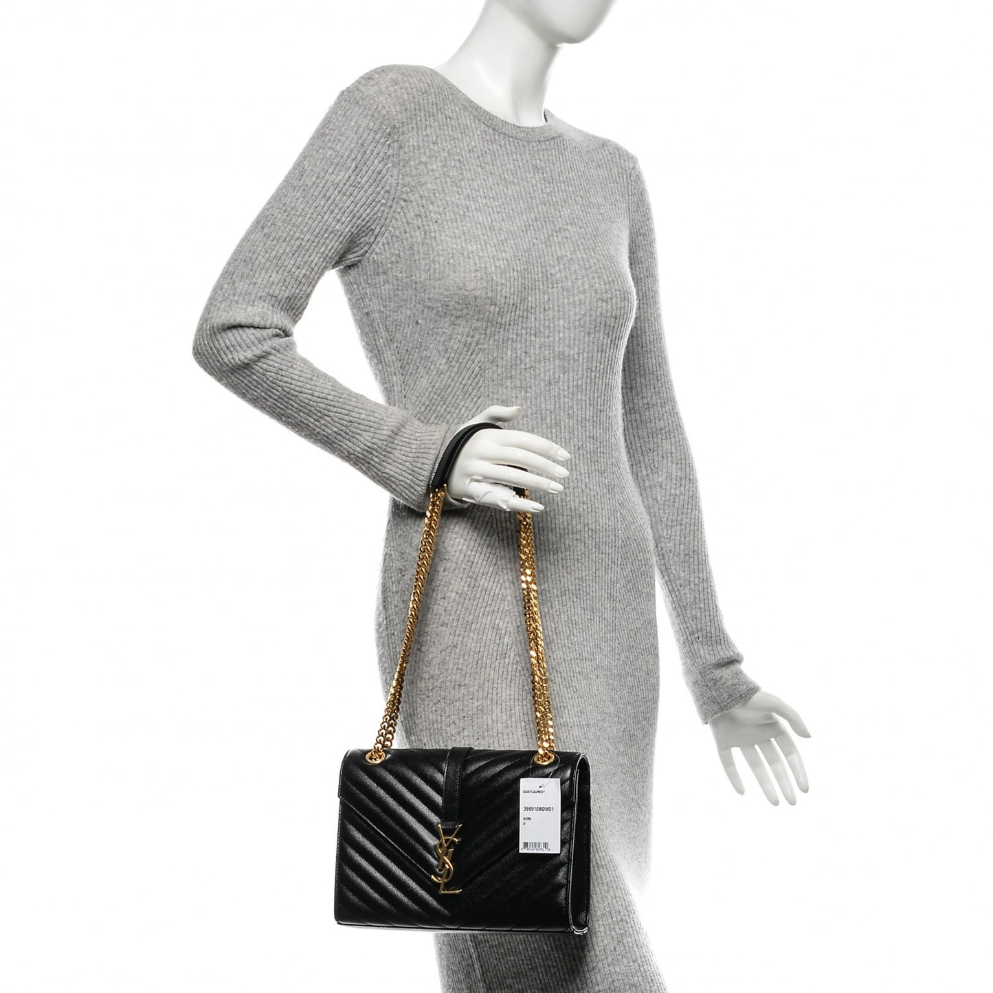 Grain De Poudre Matelasse Chevron Medium Monogram Satchel Black
