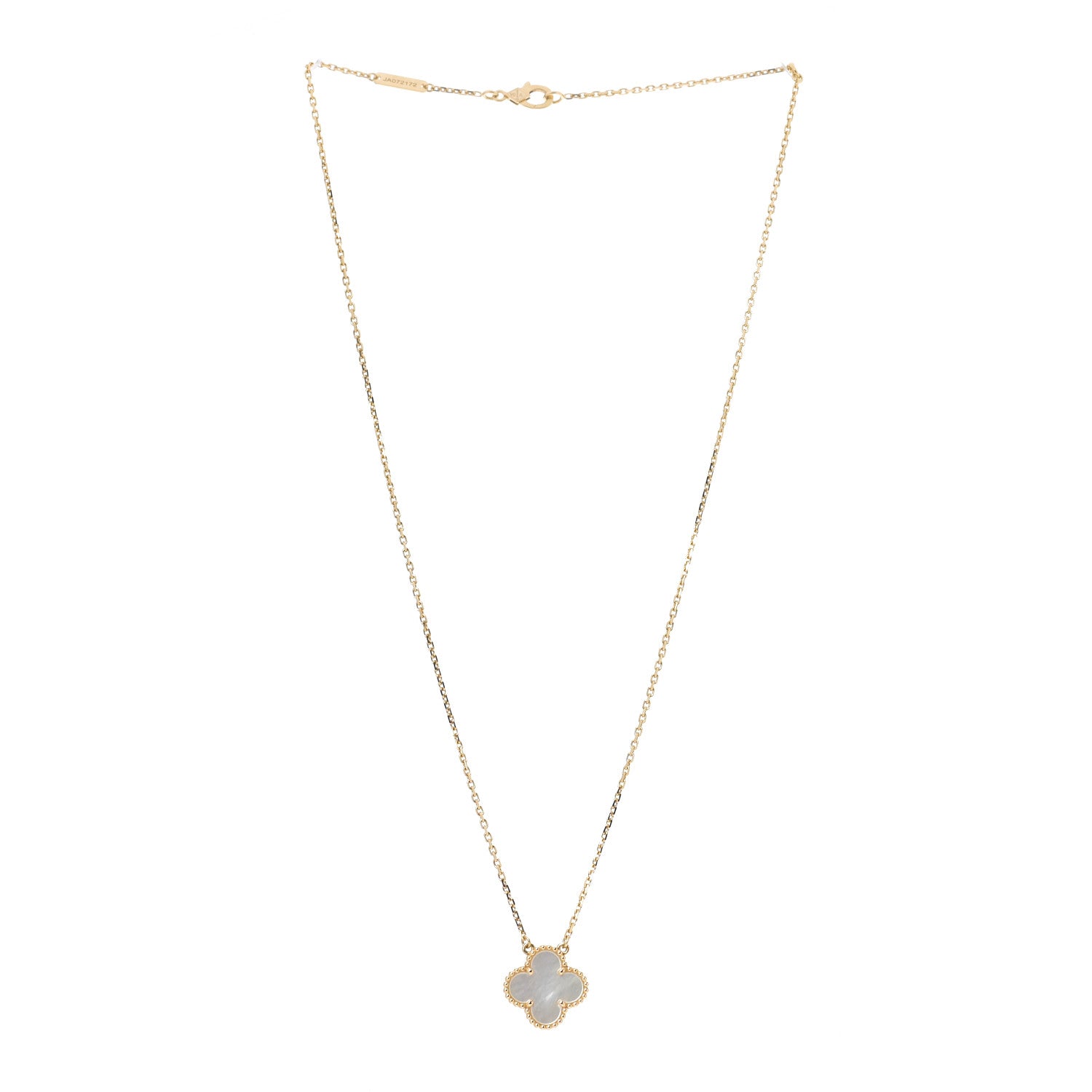 Van Cleef & Arpels 18K Yellow Gold Mother of Pearl Vintage Alhambra Pendant Necklace 3 of 7