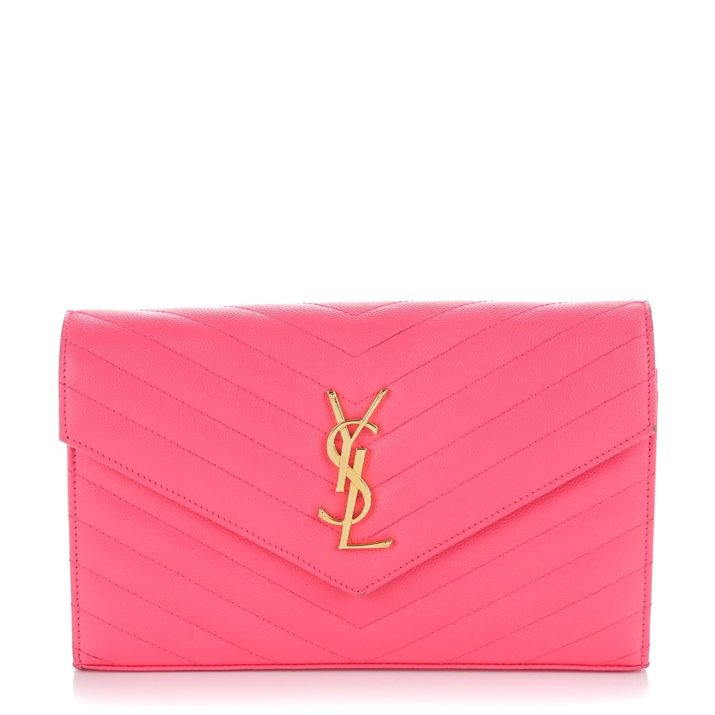 Grain De Poudre Matelasse Chevron Monogram Chain Wallet Rose Clair