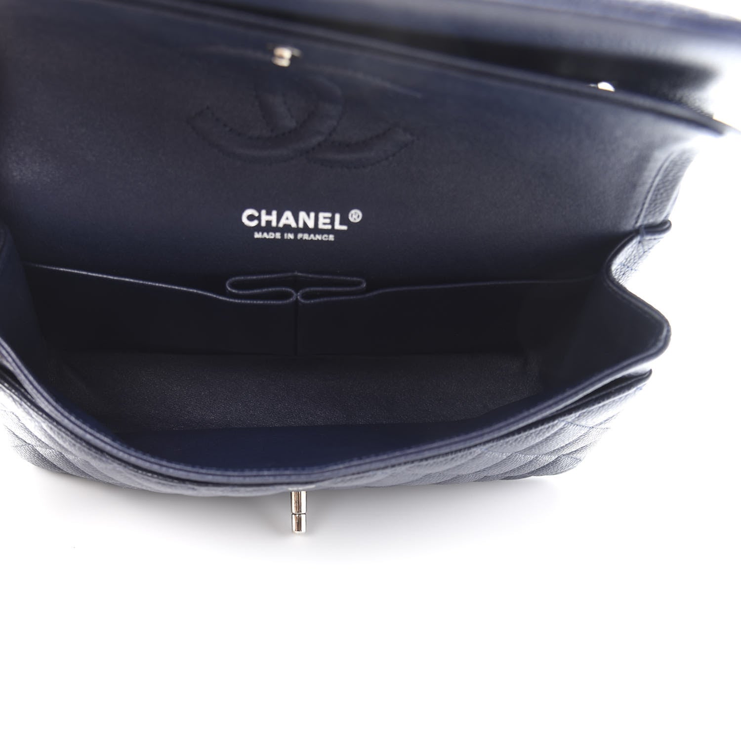 Chanel Caviar Quilted Medium Double Flap Dark Blue 5 of 10
