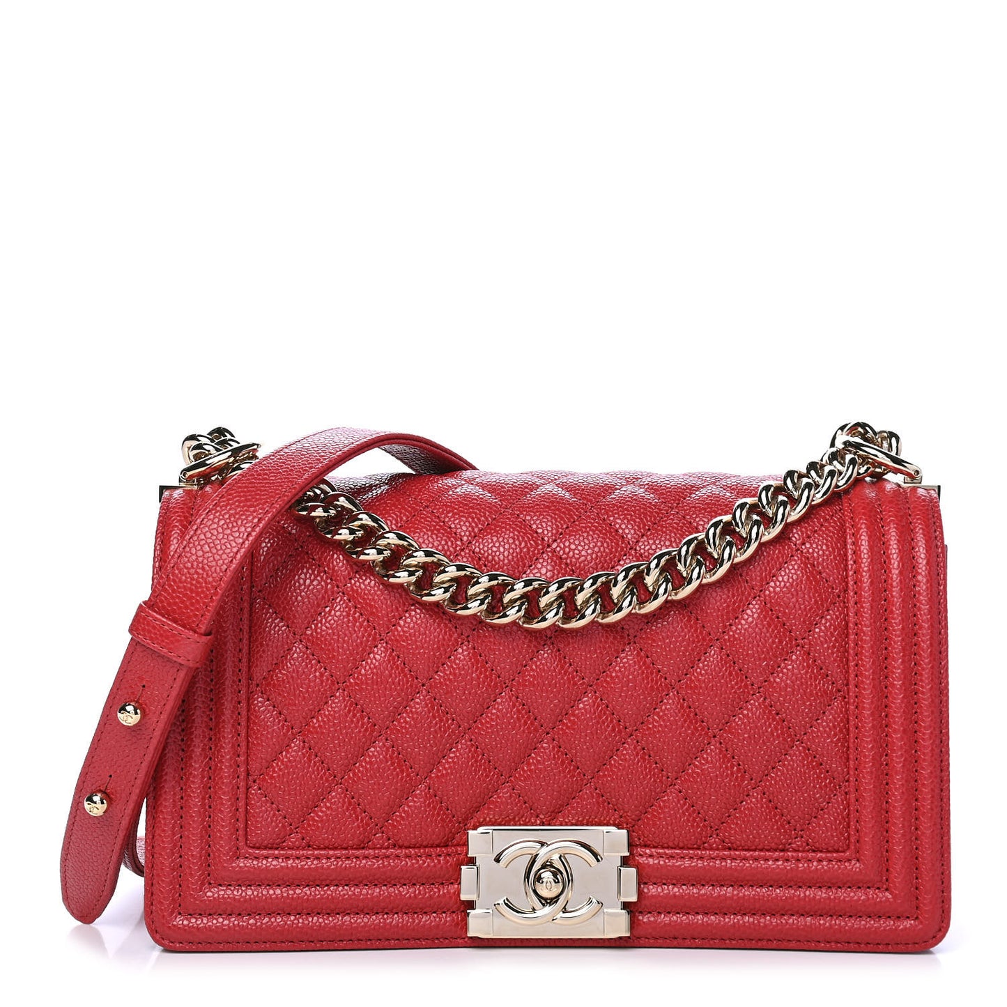 Caviar Quilted Medium Boy Flap Red