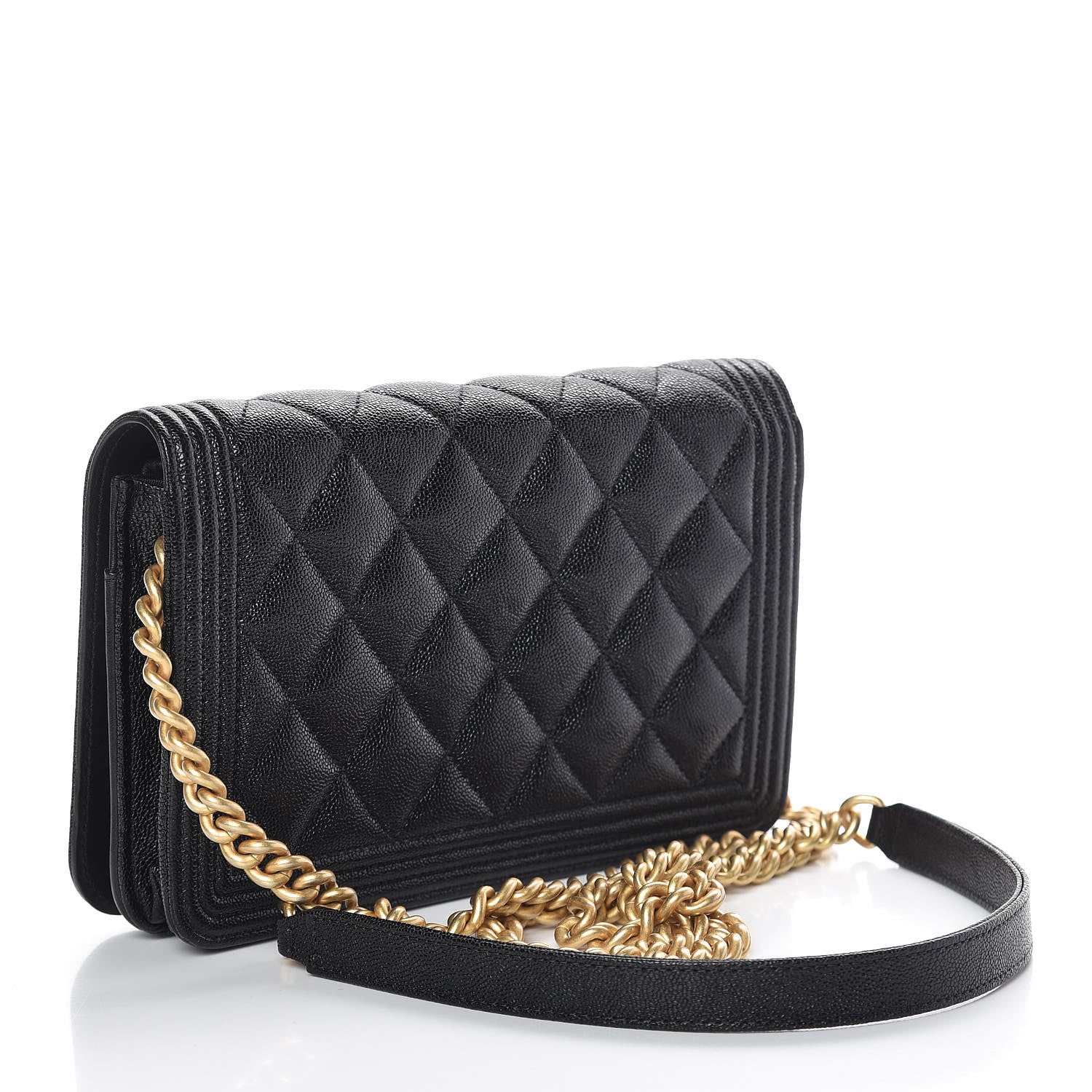 Chanel Caviar Quilted Boy Wallet On Chain WOC Black 3 of 15