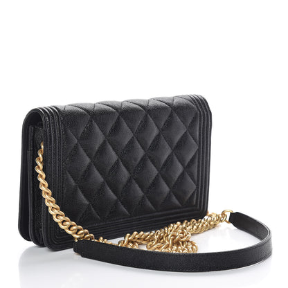 Chanel Caviar Quilted Boy Wallet On Chain WOC Black 3 of 15