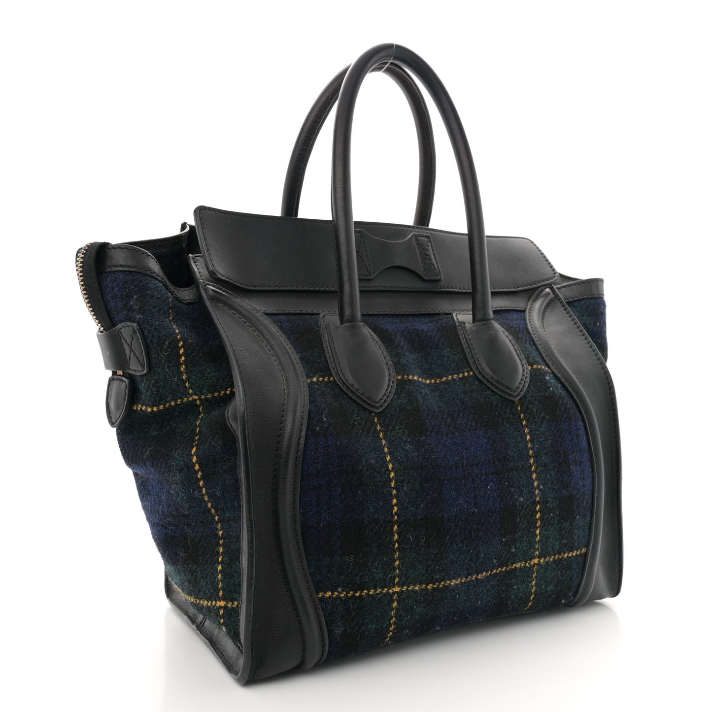 Smooth Calfskin Tweed Tartan Mini Luggage Midnight