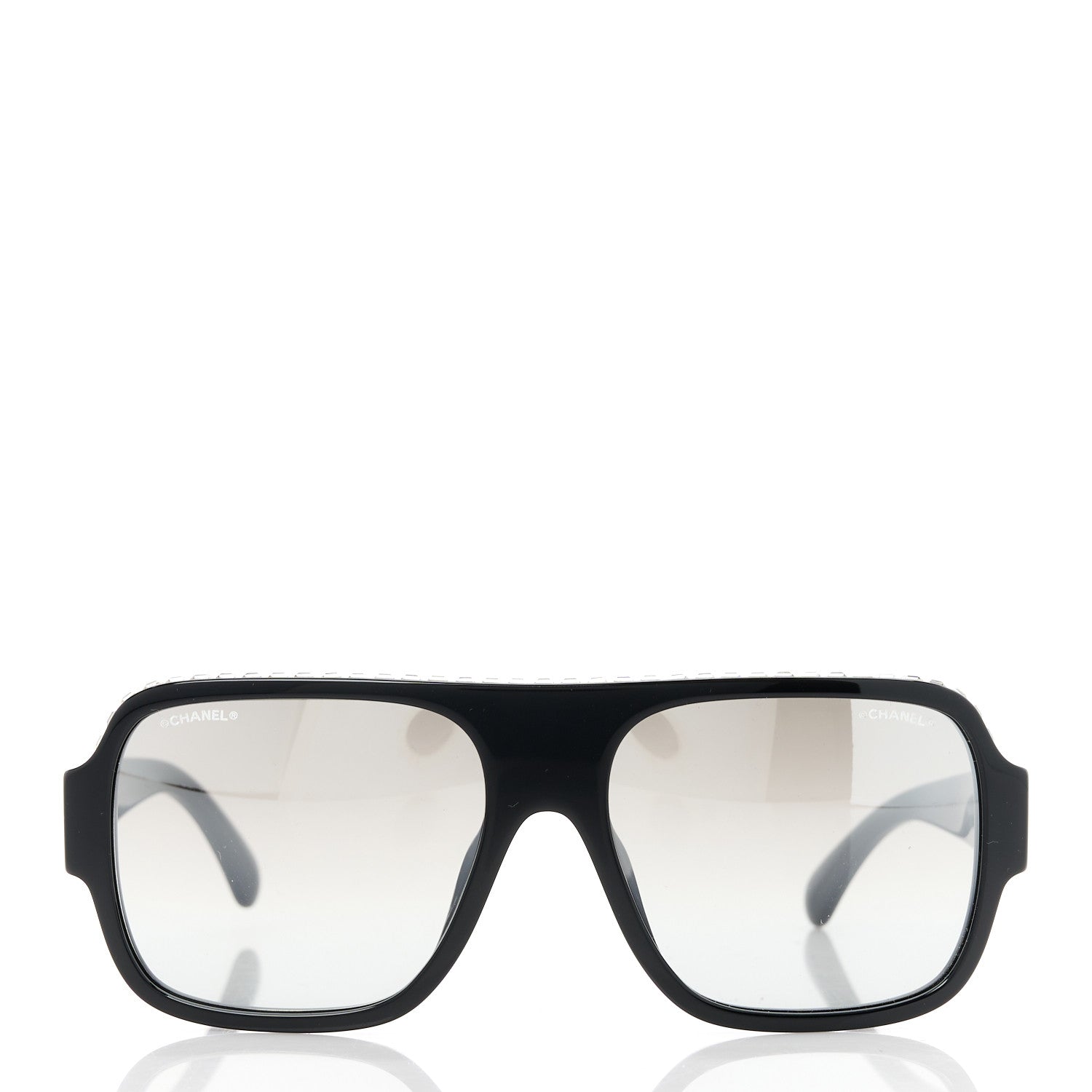 Chanel Acetate Crystal CC Shield Sunglasses 71431A Light Grey 2 of 8