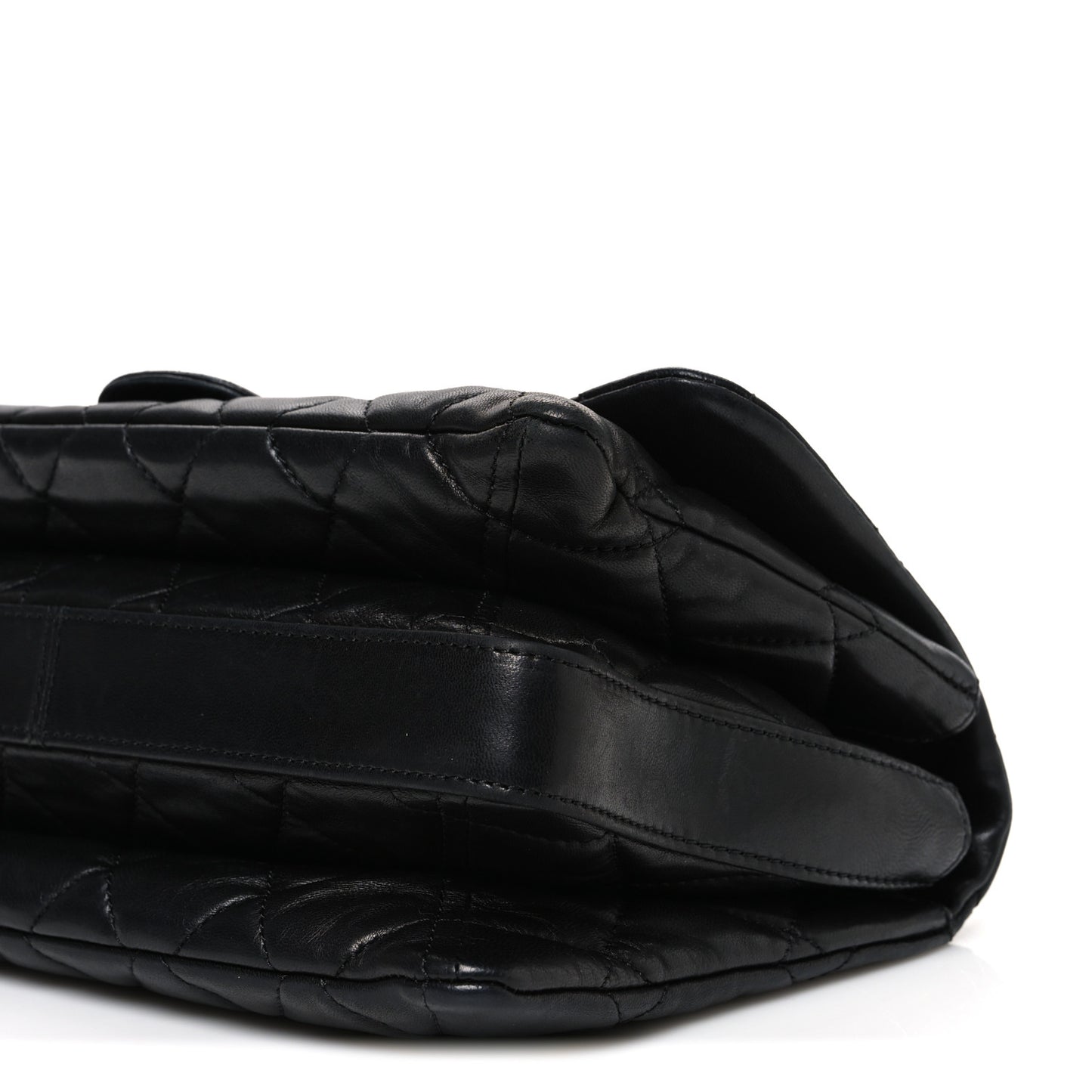 Lambskin Quilted Jumbo 3 Flap Black