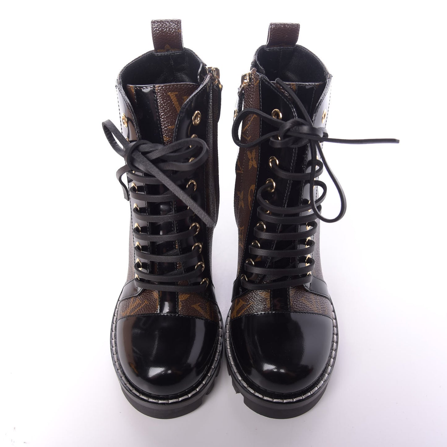 Patent Calfskin Monogram Star Trail Ankle Boots 36.5 Black