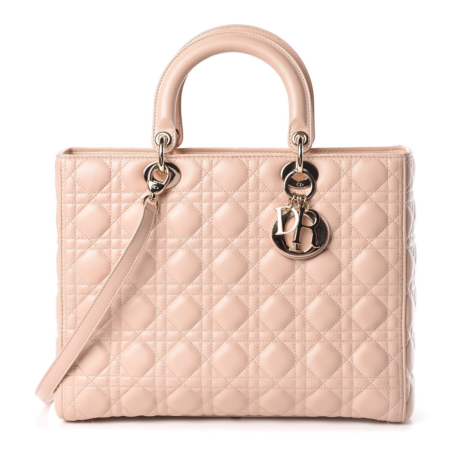 Christian Dior Lambskin Cannage Large Lady Dior Beige 1 of 13