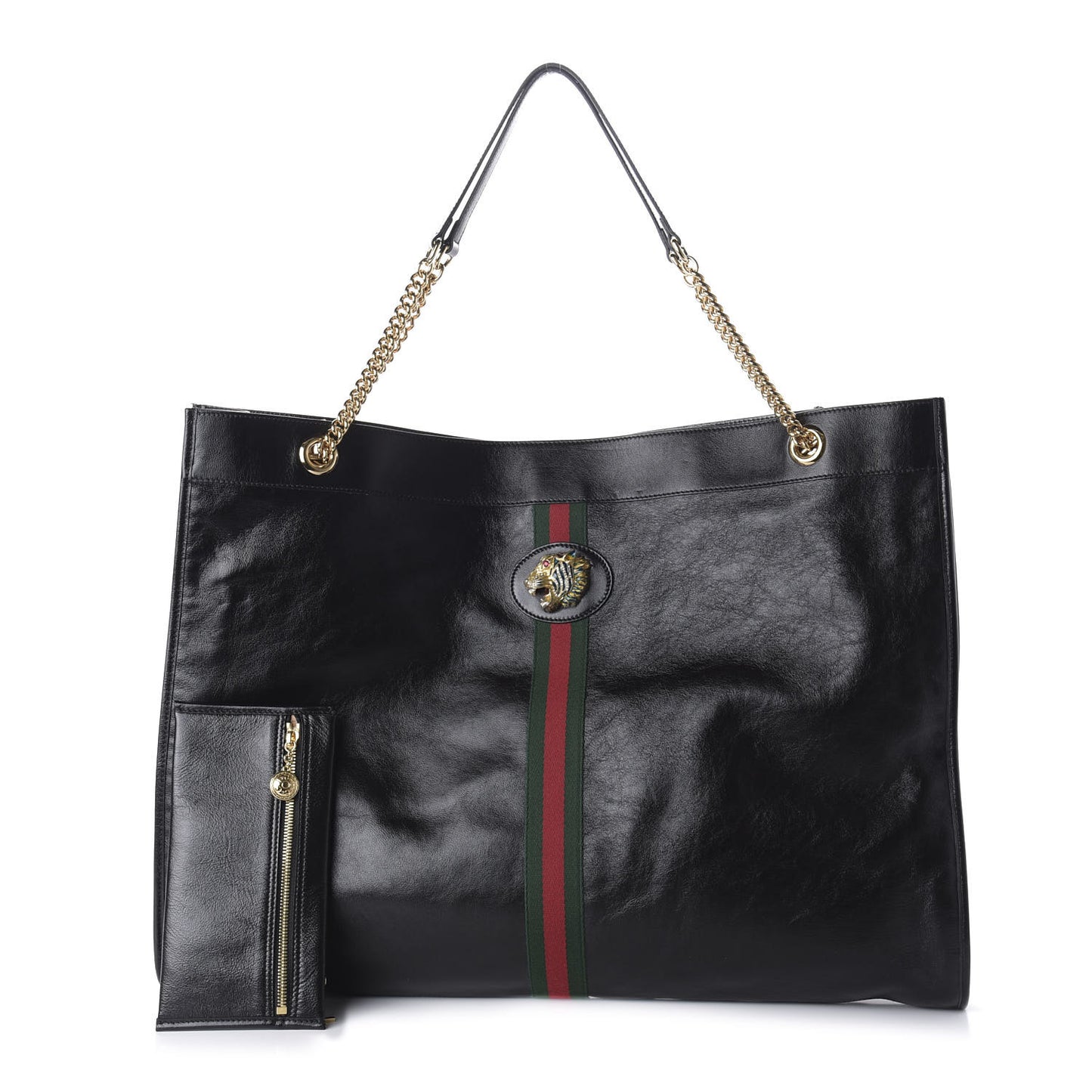 Calfskin Large Rajah Chain Tote Black