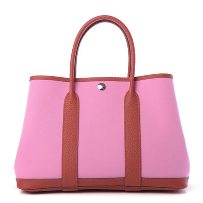 Hermes Toile Militaire Vache Country Garden Party Tote 30 Bubblegum Rouge Duchesse 1 of 11