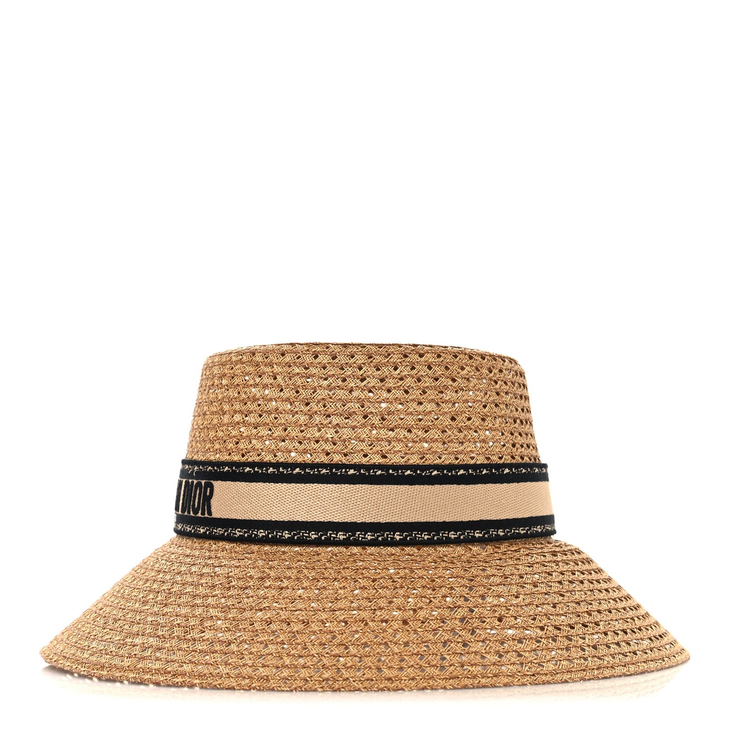 Straw Embroidered D-Bobby Large Brim Hat 56 Natural