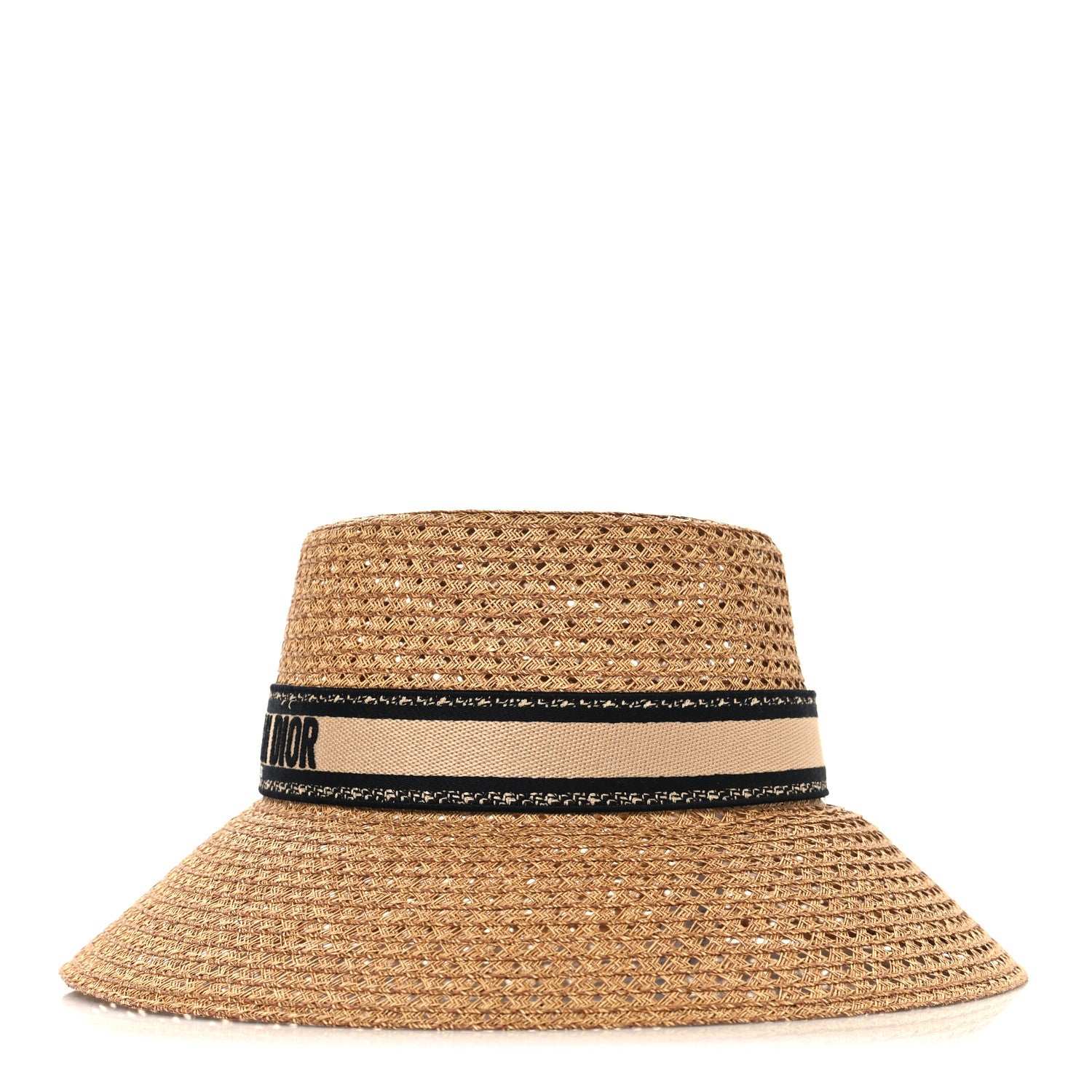 Christian Dior Straw Embroidered D-Bobby Large Brim Hat 56 Natural 4 of 8