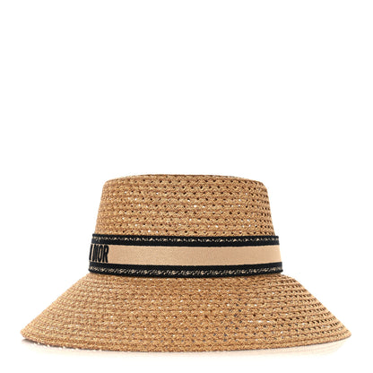 Christian Dior Straw Embroidered D-Bobby Large Brim Hat 56 Natural 4 of 8