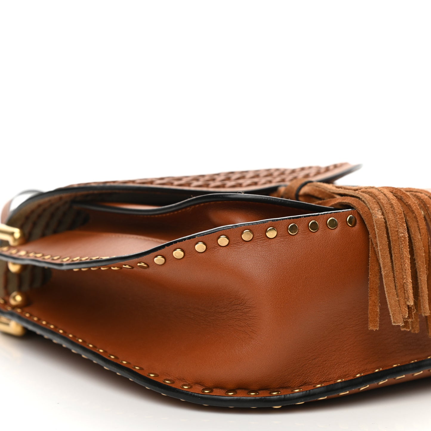 Calfskin Braided Medium Hudson Shoulder Bag Caramel