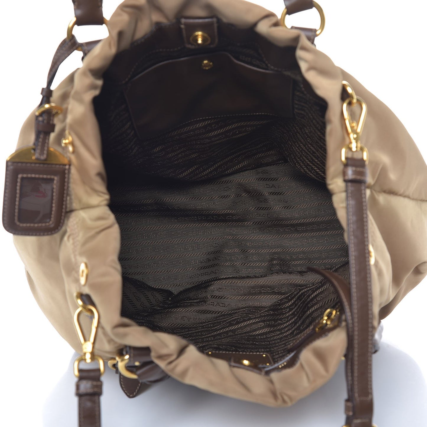 Tessuto Nylon Logo Tote Cammello