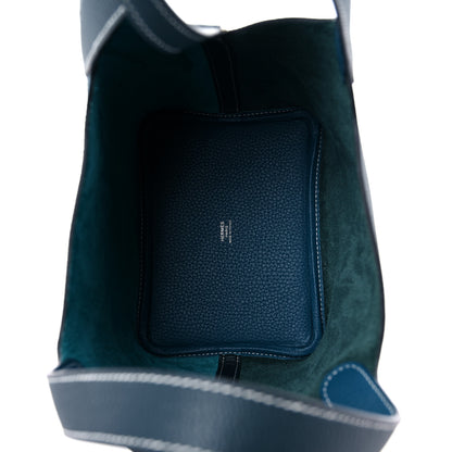 Hermes Taurillon Clemence Casaque Picotin Lock 18 PM Vert Bosphore Vert Cypress 5 of 12