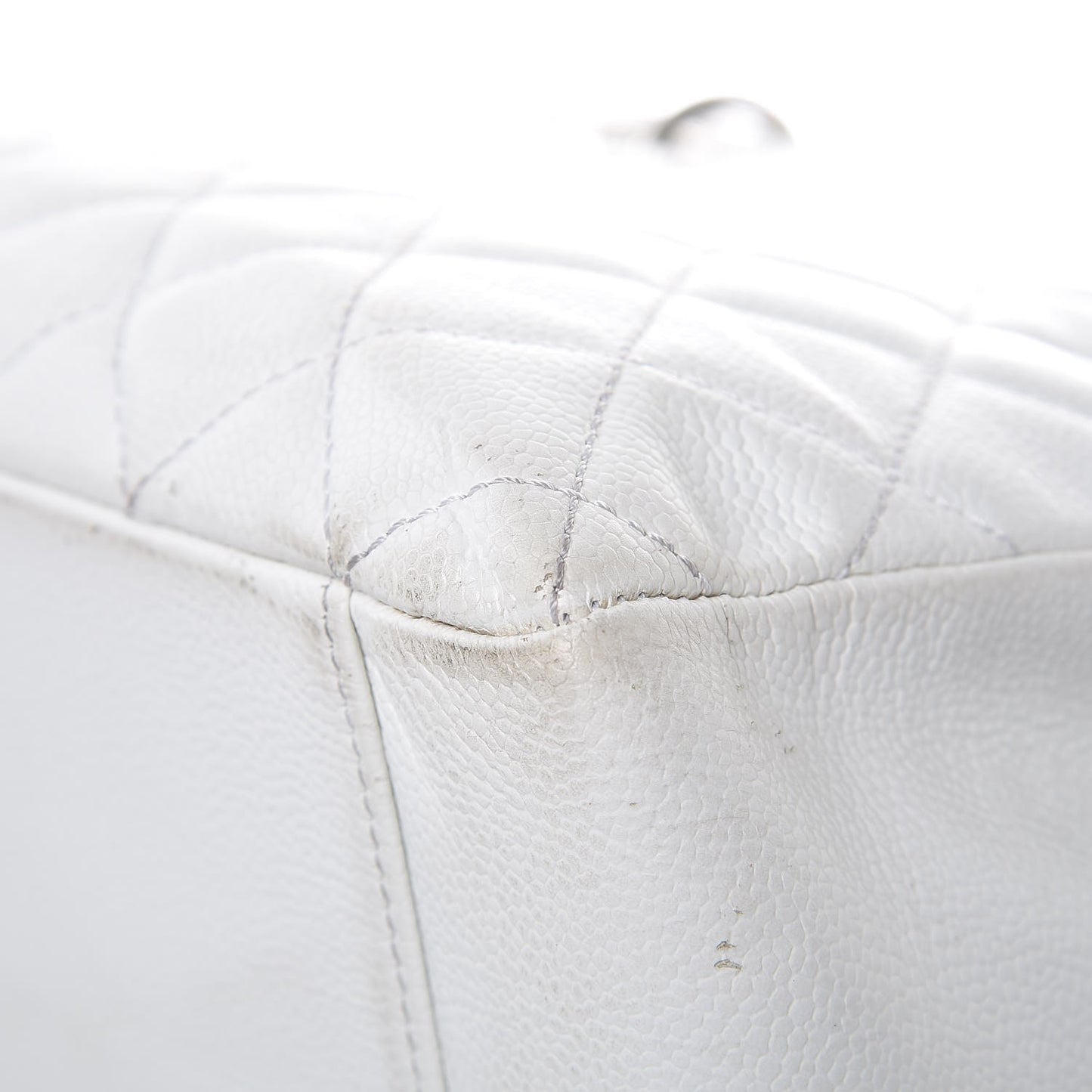 Caviar Quilted Grand Shopping Tote GST White