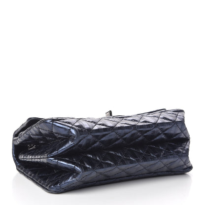 Chanel Metallic Aged Calfskin Striped Accordion Reissue 2.55 Flap Blue 4 of 10